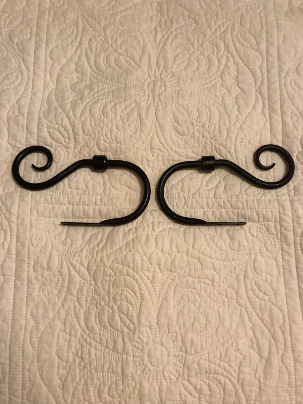 Decorative Black Scroll Metal Curtain Holdbacks - Pair